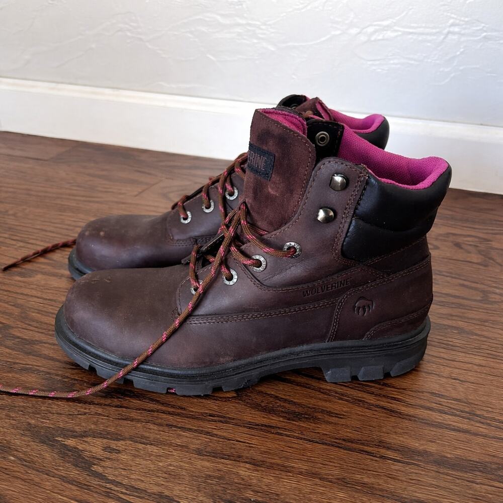 Wolverine W08693 Women’s Brown Leather Steel Toe Safety Work Boots Size 9M